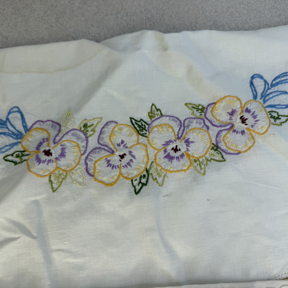 Vintage Lot of 2 Handpainted Hand Stitched Embrodered Table Runners Scarf - Picture 5 of 10
